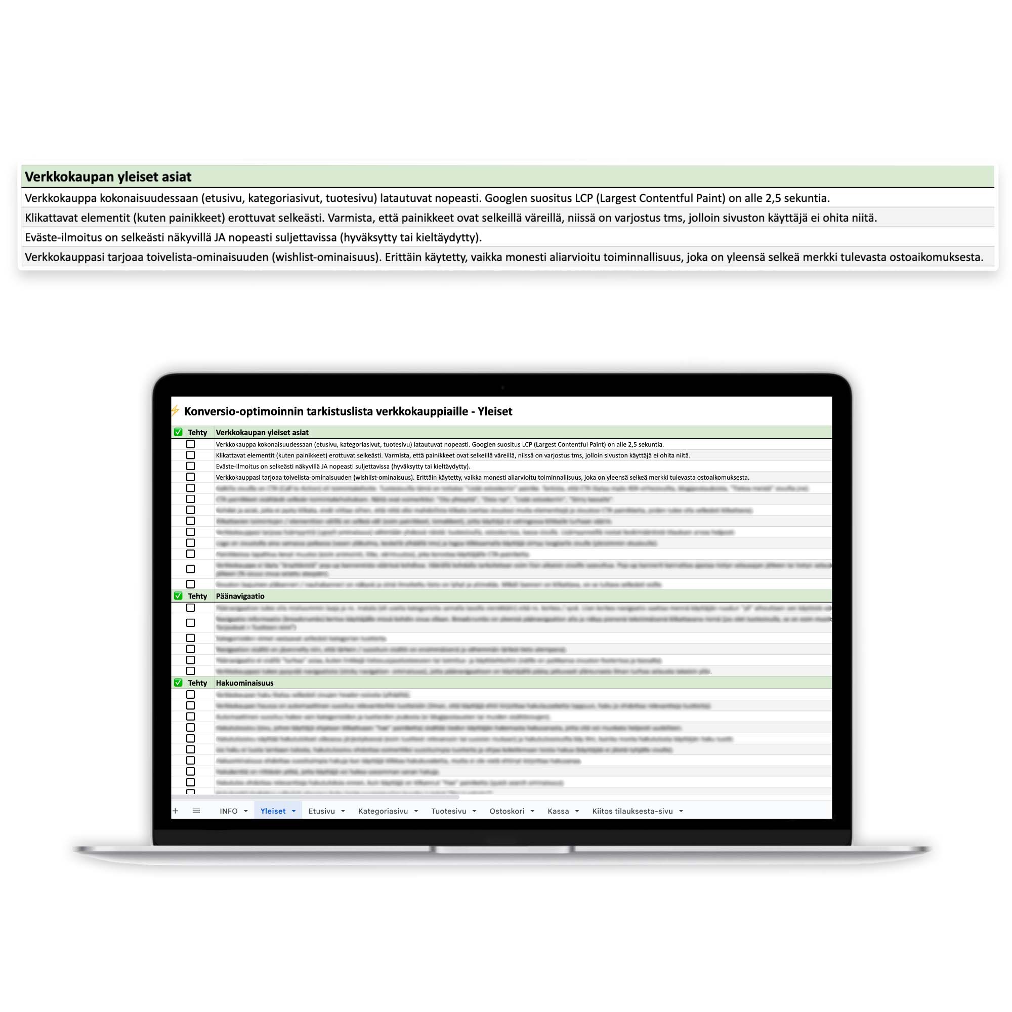 Esikatselu konversio-optimoinnin tarkistuslistasta